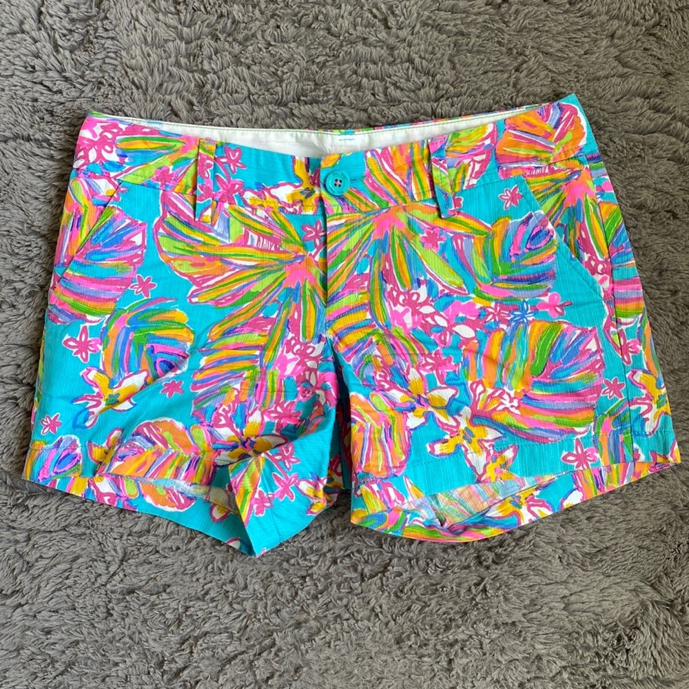Lilly Pulitzer Pink and Blue Cargo Shorts Vibrant Style